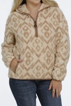 Women's Cinch 1/2 Zip Sweater Sherpa Hoodie #MAK9811002CRE