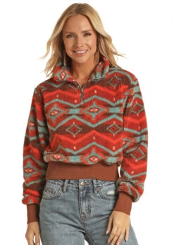 Women's Rock & Roll Cowgirl Sherpa Pullover #RRWT91R04I