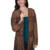 Women's Scully Crochet Laced Suede Coat #L1065BRN