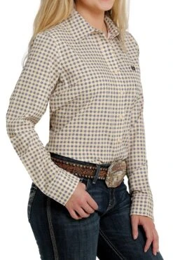 Women's Cinch Button Down Shirt #MSW9163003YEL