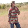 Women's Cinch Blanket Stripe Coat #CWJ7405001MUL
