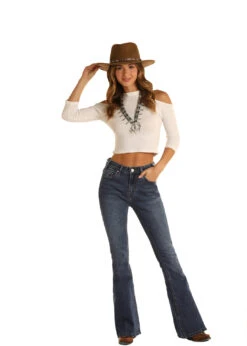 Women's Rock & Roll Cowgirl High Rise Flare Jean #WHN8190 -Wrangle Style e7c1b769d76596845089a270ea984b87